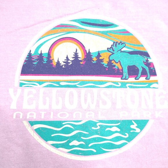Yellowstone Park Shirt Size XXL Pink Pastel Retro Moose Mountain Graphic - Picture 3 of 9